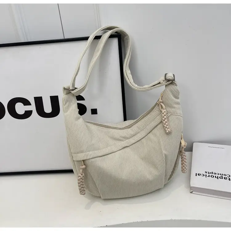 Corduroy Crossbody Bag Women Large Capacity Solid Cloth — feature 18