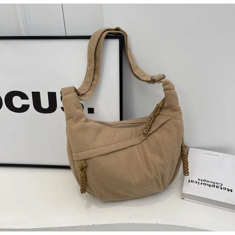 Corduroy Crossbody Bag Women Large Capacity Solid Cloth — feature 19