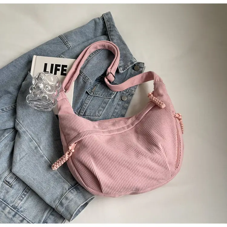 Corduroy Crossbody Bag Women Large Capacity Solid Cloth — feature 20
