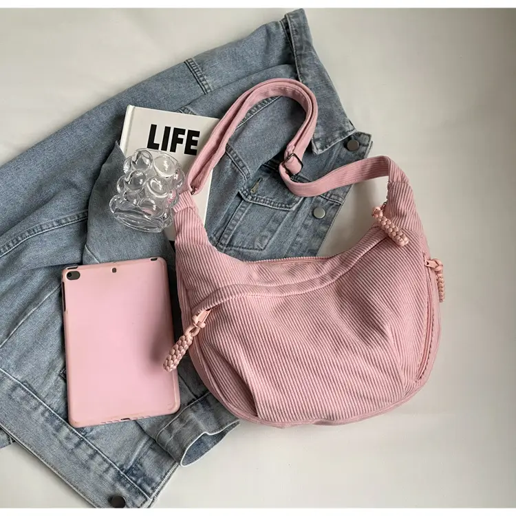 Corduroy Crossbody Bag Women Large Capacity Solid Cloth — feature 21