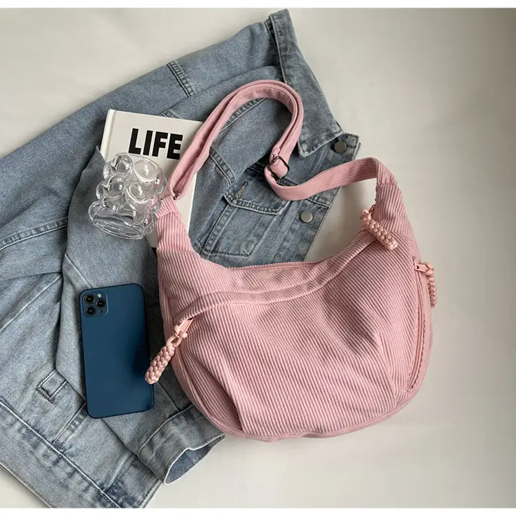 Corduroy Crossbody Bag Women Large Capacity Solid Cloth — feature 22