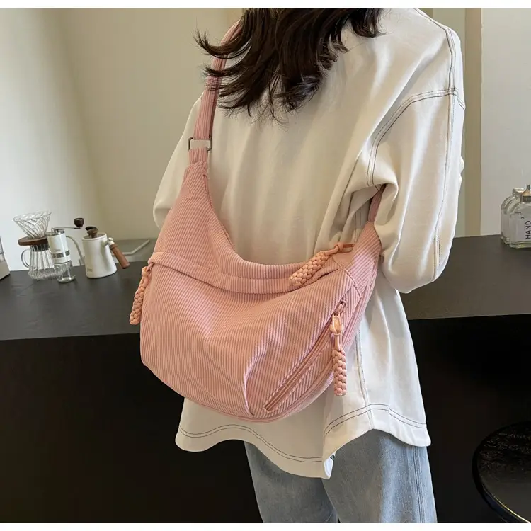 Corduroy Crossbody Bag Women Large Capacity Solid Cloth — feature 27