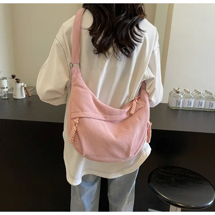 Corduroy Crossbody Bag Women Large Capacity Solid Cloth — feature 28
