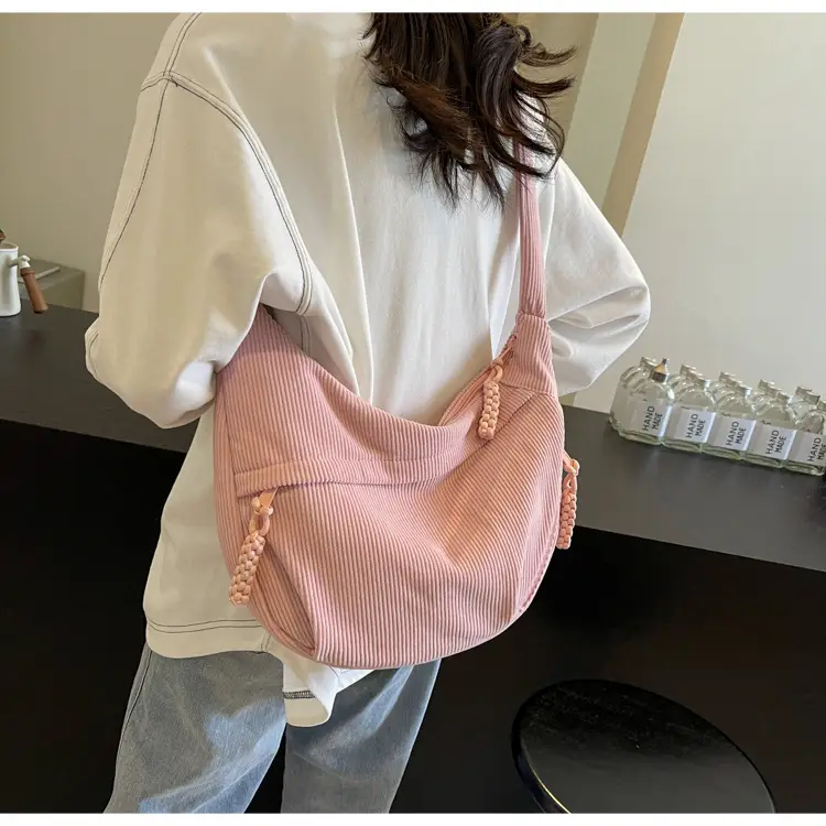 Corduroy Crossbody Bag Women Large Capacity Solid Cloth — feature 29