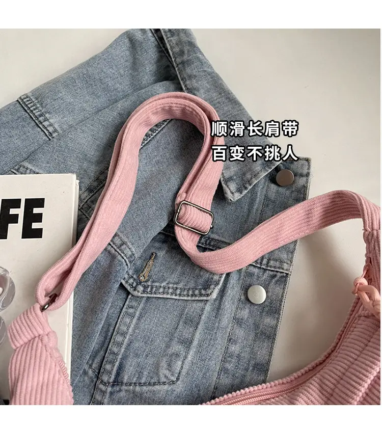 Corduroy Crossbody Bag Women Large Capacity Solid Cloth — feature 3