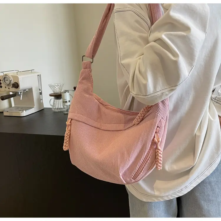 Corduroy Crossbody Bag Women Large Capacity Solid Cloth — feature 30