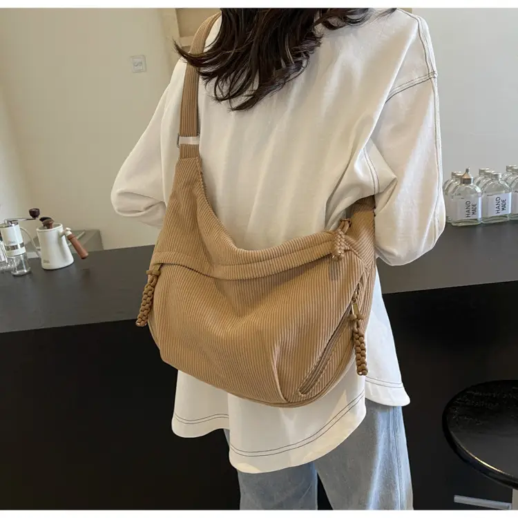 Corduroy Crossbody Bag Women Large Capacity Solid Cloth — feature 32