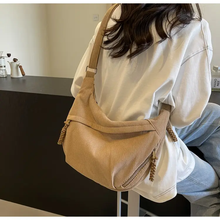Corduroy Crossbody Bag Women Large Capacity Solid Cloth — feature 33