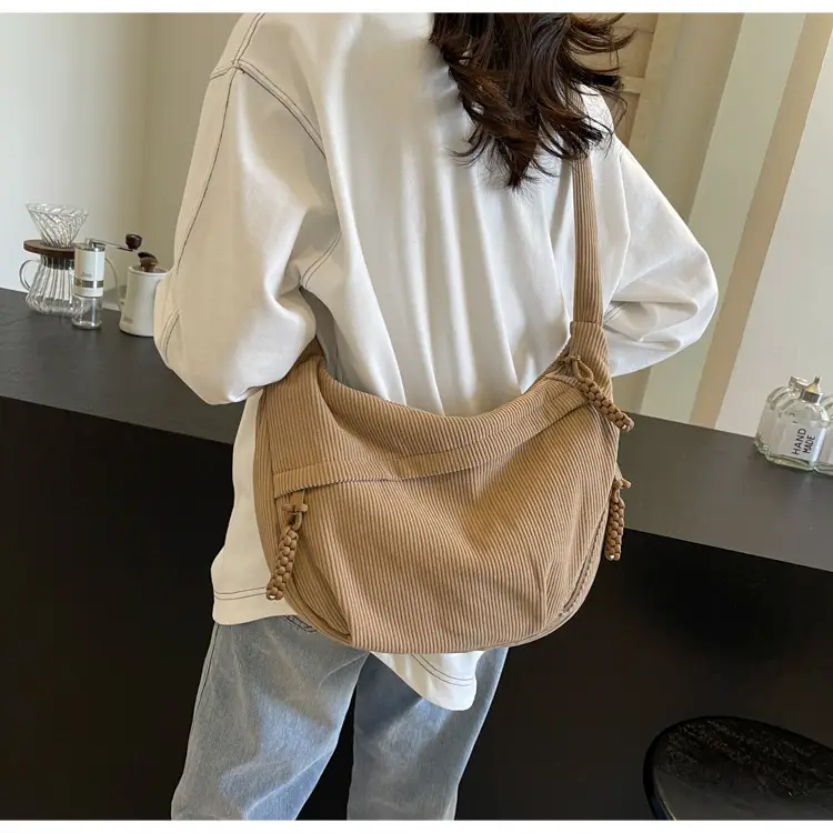 Corduroy Crossbody Bag Women Large Capacity Solid Cloth — feature 34