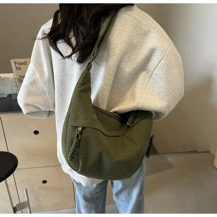 Corduroy Crossbody Bag Women Large Capacity Solid Cloth — feature 40