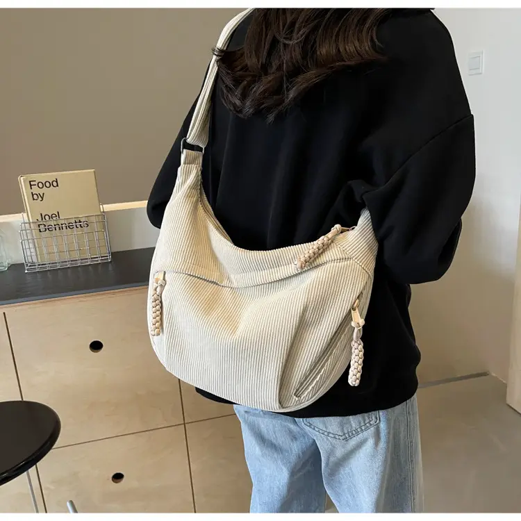 Corduroy Crossbody Bag Women Large Capacity Solid Cloth — feature 42