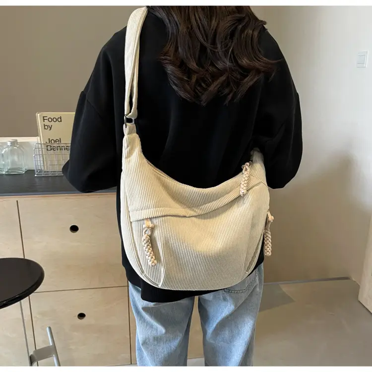 Corduroy Crossbody Bag Women Large Capacity Solid Cloth — feature 43