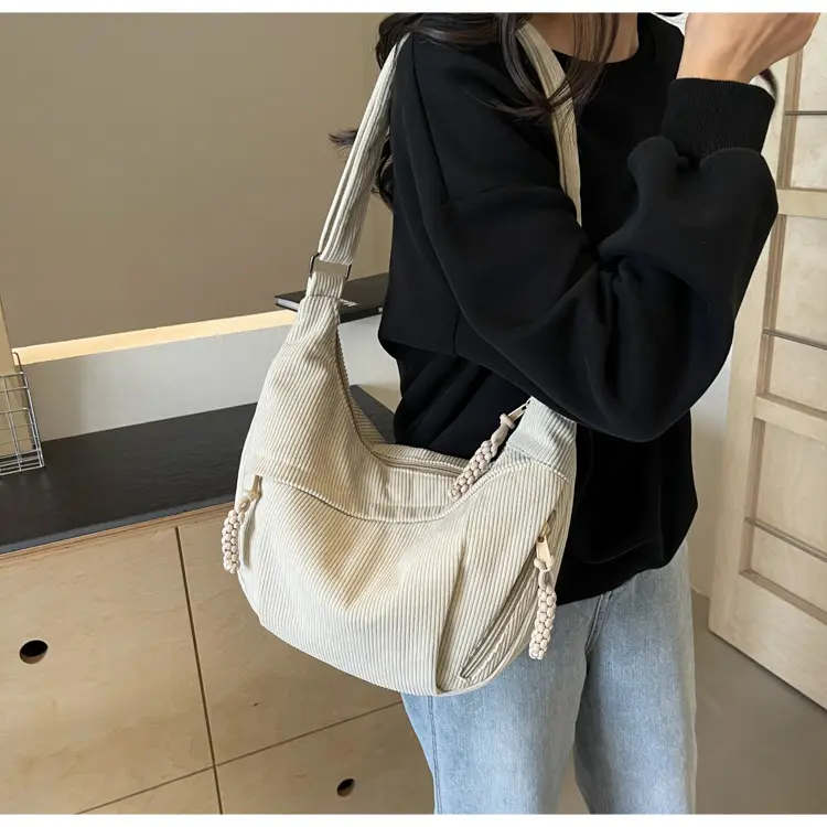 Corduroy Crossbody Bag Women Large Capacity Solid Cloth — feature 44