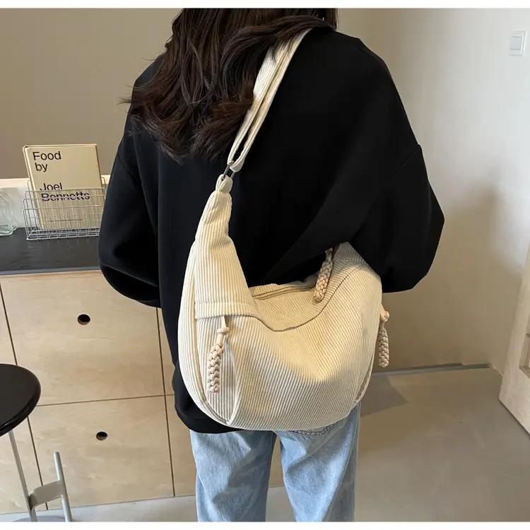 Corduroy Crossbody Bag Women Large Capacity Solid Cloth — feature 45