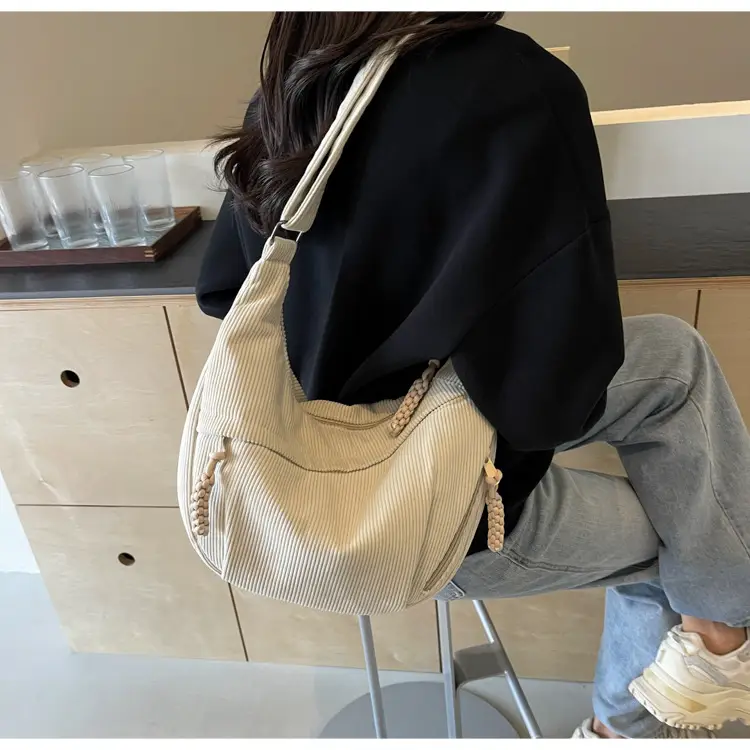 Corduroy Crossbody Bag Women Large Capacity Solid Cloth — feature 46