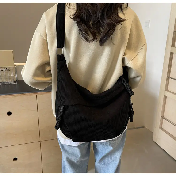 Corduroy Crossbody Bag Women Large Capacity Solid Cloth — feature 49