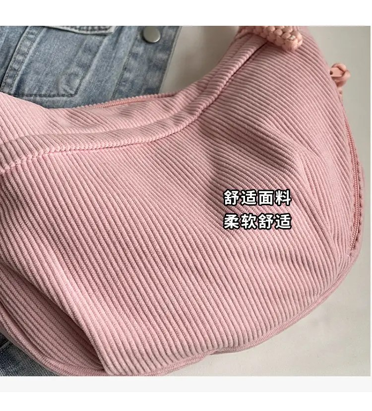 Corduroy Crossbody Bag Women Large Capacity Solid Cloth — feature 5