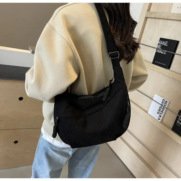 Corduroy Crossbody Bag Women Large Capacity Solid Cloth — feature 50