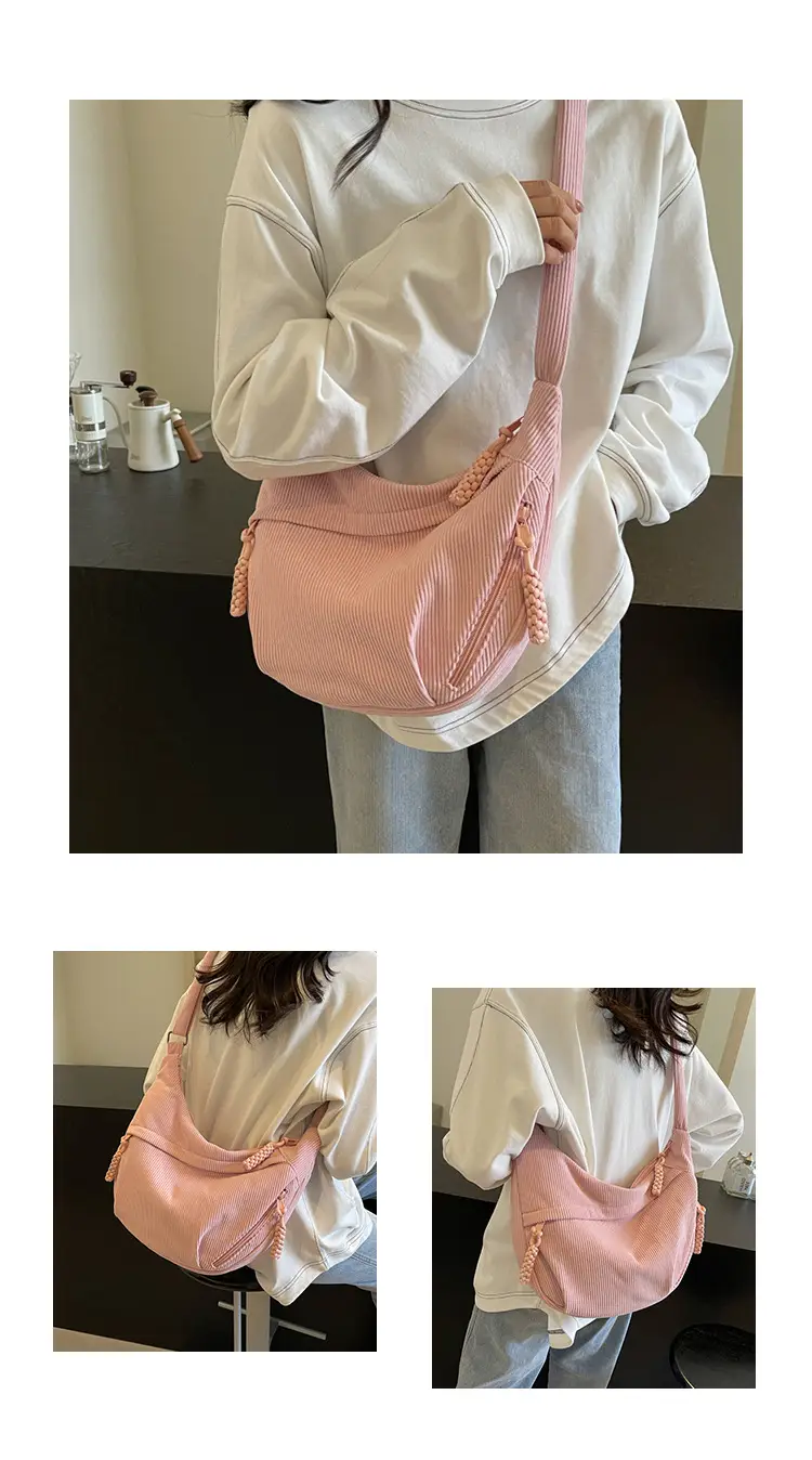 Corduroy Crossbody Bag Women Large Capacity Solid Cloth — feature 9