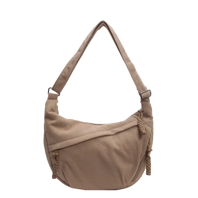 Corduroy Crossbody Bag Women Large Capacity Solid Cloth - Image 5