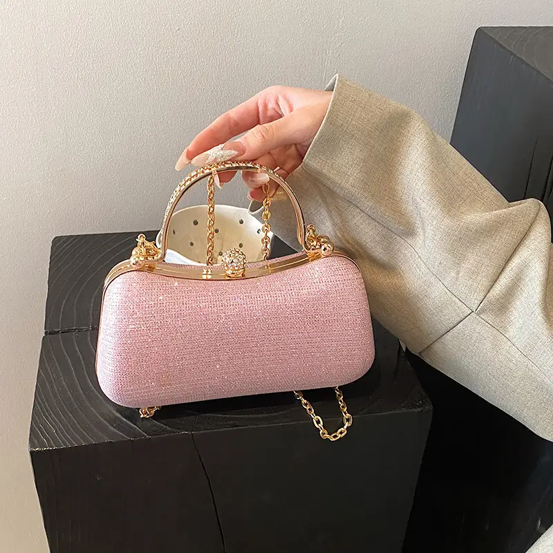 Pink Gold Chain Shoulder Crossbody Bag - Image 8