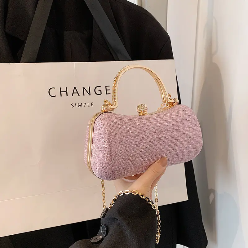 Pink Gold Chain Shoulder Crossbody Bag - Image 9