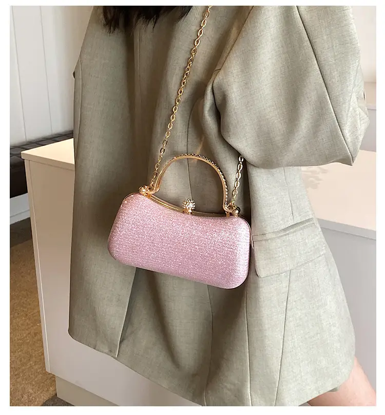 Pink Gold Chain Shoulder Crossbody Bag — feature 1