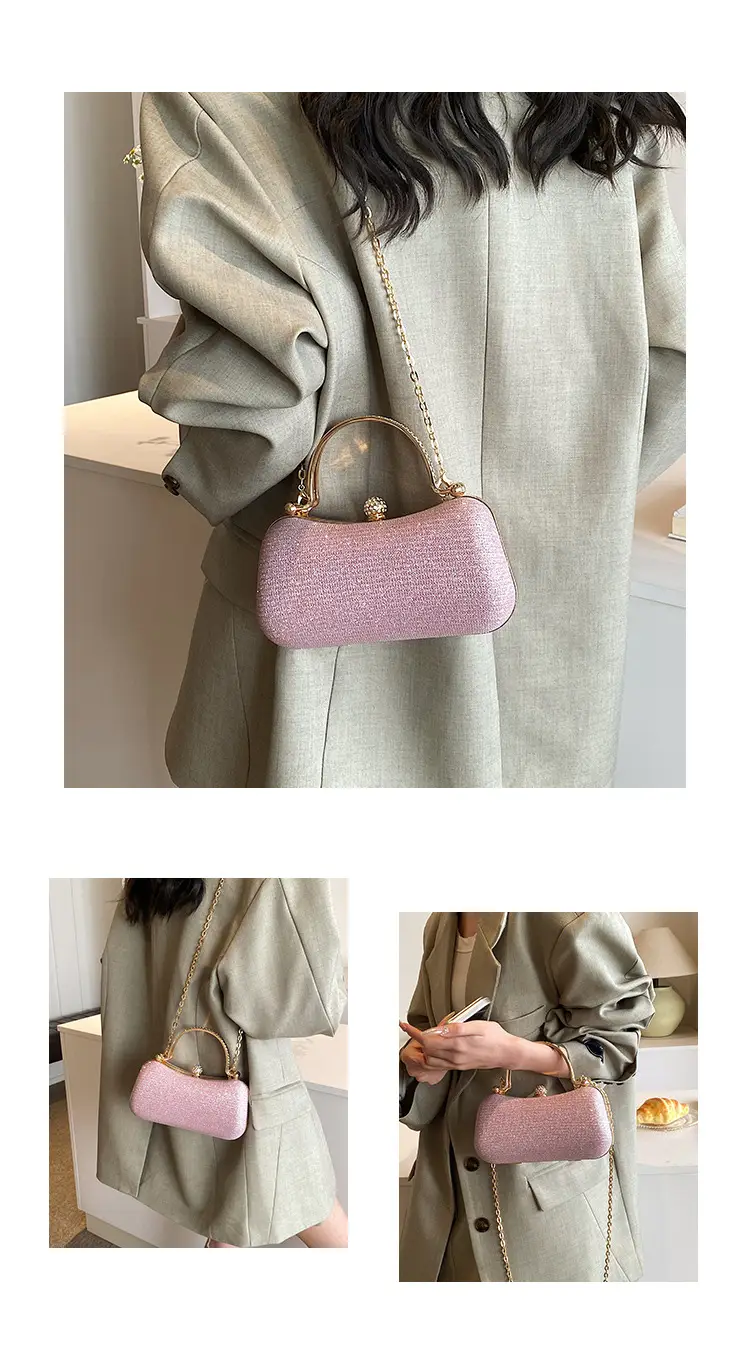 Pink Gold Chain Shoulder Crossbody Bag — feature 3