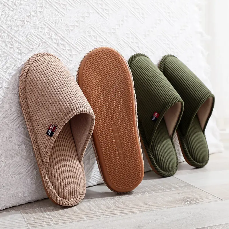 Cross-border wholesale corduroy cotton slippers women's winter 2023 new indoor home cotton mop floor non-slip mute protection