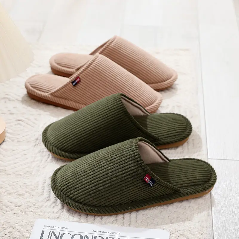 Cross-border wholesale corduroy cotton slippers women's winter 2023 new indoor home cotton mop floor non-slip mute protection