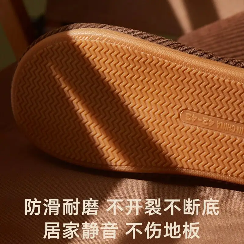 Cross-border wholesale corduroy cotton slippers women's winter 2023 new indoor home cotton mop floor non-slip mute protection