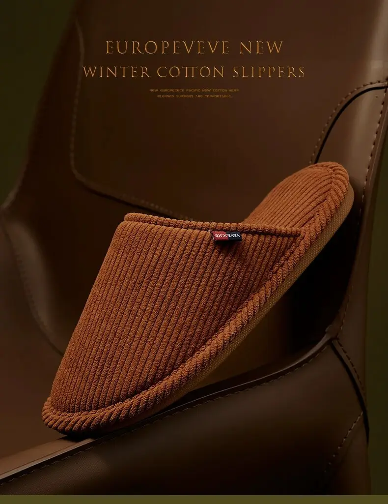 Cross-border wholesale corduroy cotton slippers women's winter 2023 new indoor home cotton mop floor non-slip mute protection — feature 1