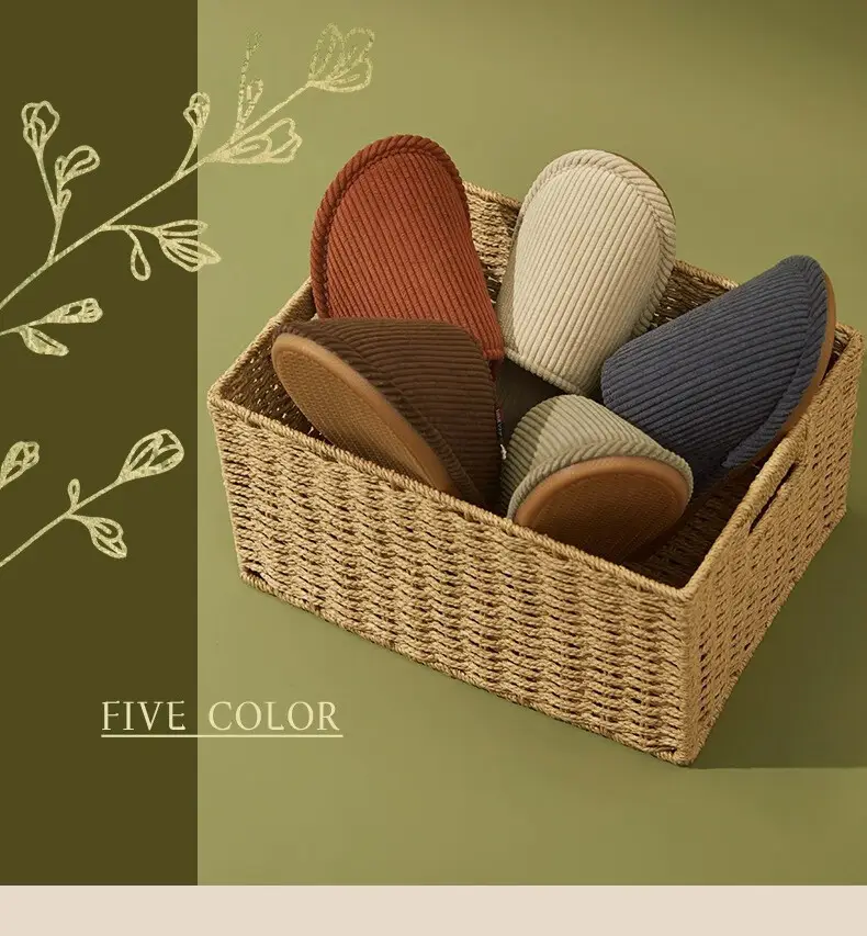 Cross-border wholesale corduroy cotton slippers women's winter 2023 new indoor home cotton mop floor non-slip mute protection — feature 4
