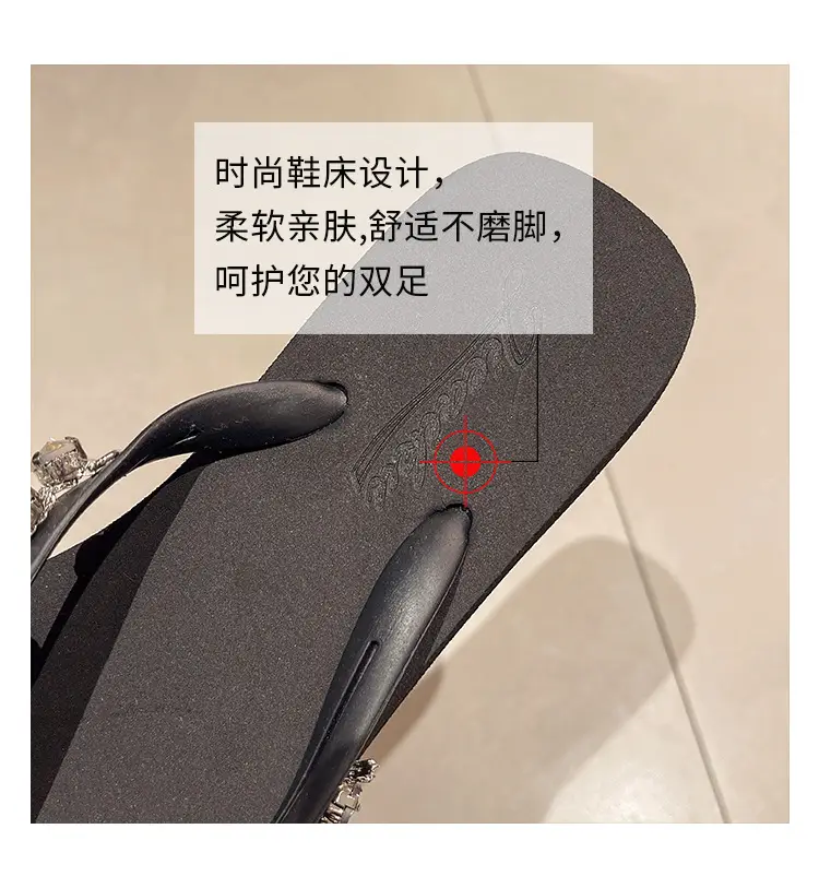 Ins New Summer Style Rhinestone Pendant Flip-Flops for Women to Wear Outside, Beach Slippers, Beach Vacation Flat Sandals — feature 21