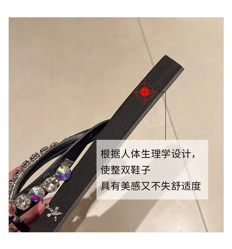 Ins New Summer Style Rhinestone Pendant Flip-Flops for Women to Wear Outside, Beach Slippers, Beach Vacation Flat Sandals — feature 22