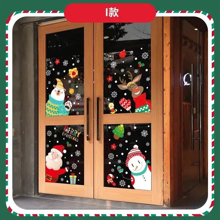 Cross Border Santa Snowman Christmas Glass Door Sticker — feature 10