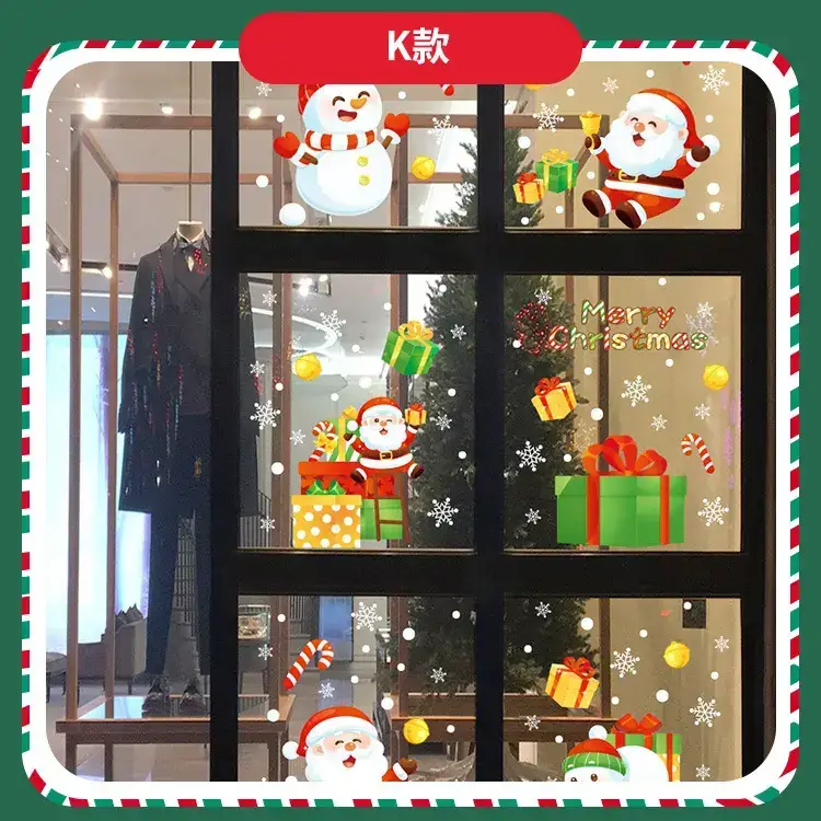 Cross Border Santa Snowman Christmas Glass Door Sticker — feature 12