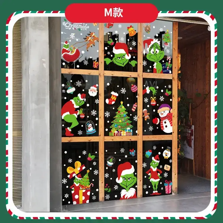 Cross Border Santa Snowman Christmas Glass Door Sticker — feature 14