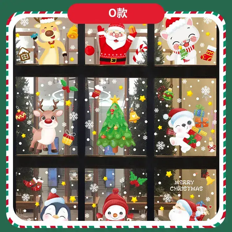 Cross Border Santa Snowman Christmas Glass Door Sticker — feature 16