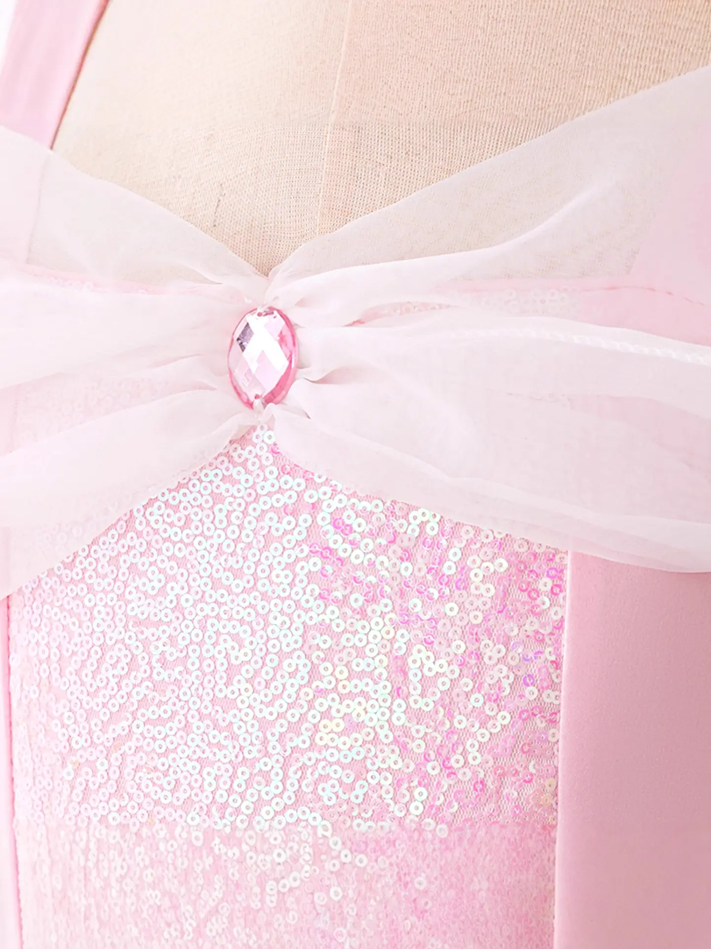 Pink Mesh Princess Dress Long Sleeve Bow - Image 5