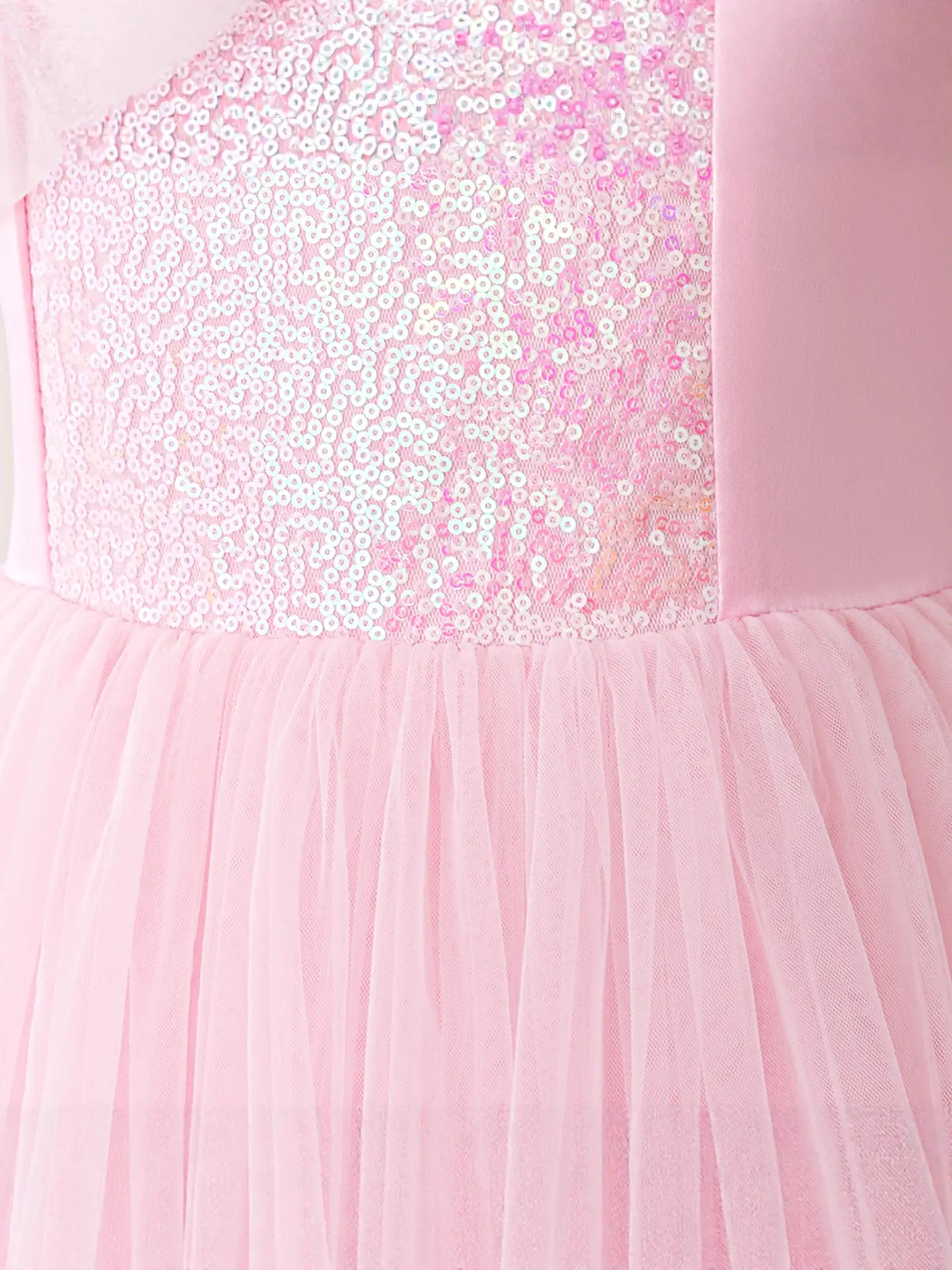 Pink Mesh Princess Dress Long Sleeve Bow - Image 6