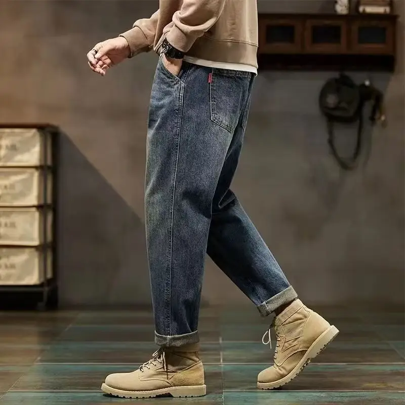 Men Cropped Jeans Spring Autumn Loose Straight Harem Casual 2024 - Image 3