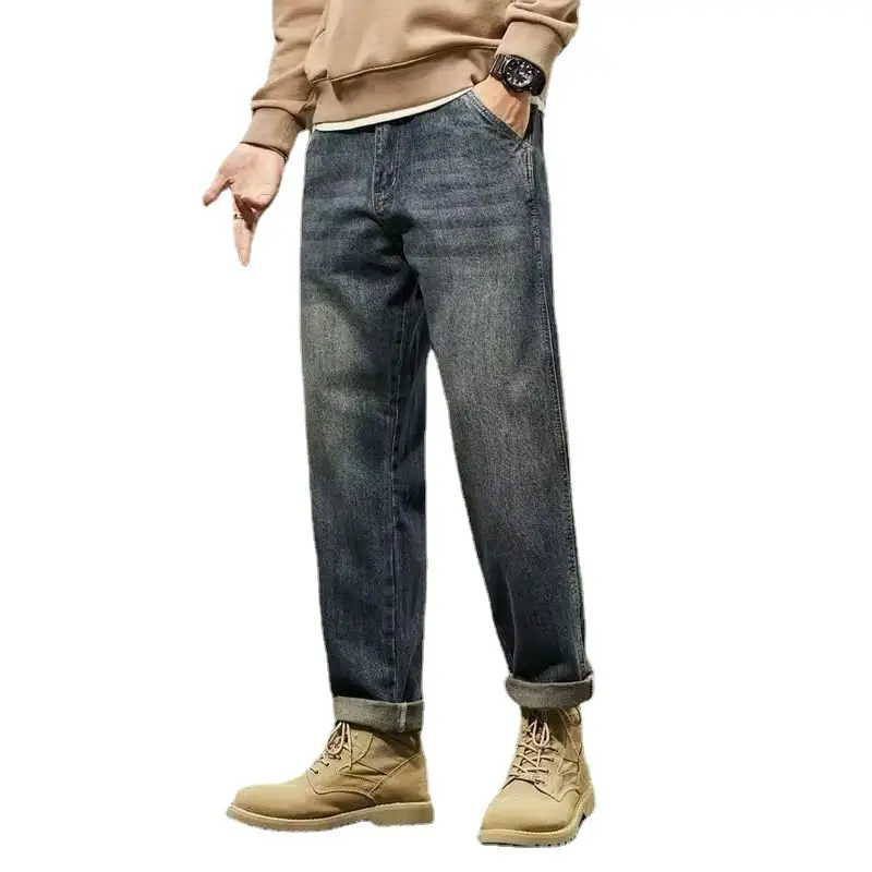 Men Cropped Jeans Spring Autumn Loose Straight Harem Casual 2024 - Image 6