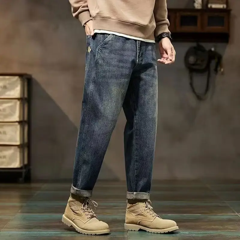 Men Cropped Jeans Spring Autumn Loose Straight Harem Casual 2024 — feature 3