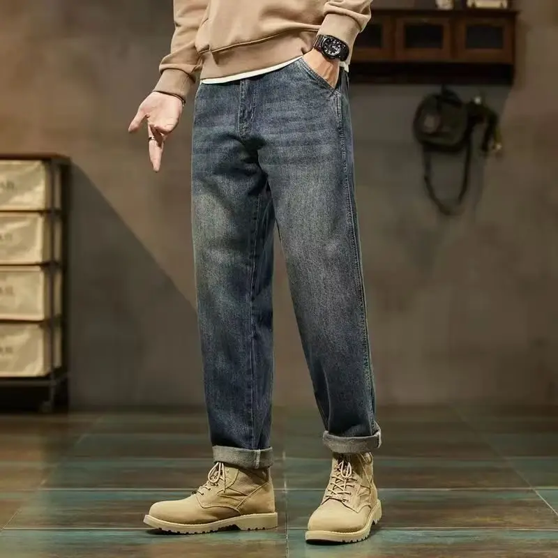 Men Cropped Jeans Spring Autumn Loose Straight Harem Casual 2024 — feature 5