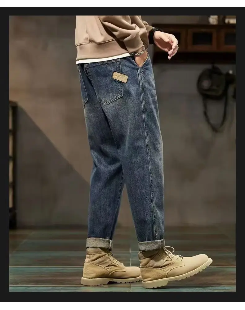 Men Cropped Jeans Spring Autumn Loose Straight Harem Casual 2024 — feature 6