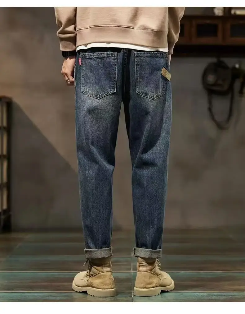 Men Cropped Jeans Spring Autumn Loose Straight Harem Casual 2024 — feature 8