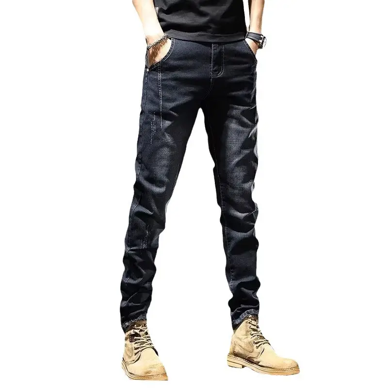 Men Slim Fitting Dark Blue Straight Pants 2025 Spring - Image 7