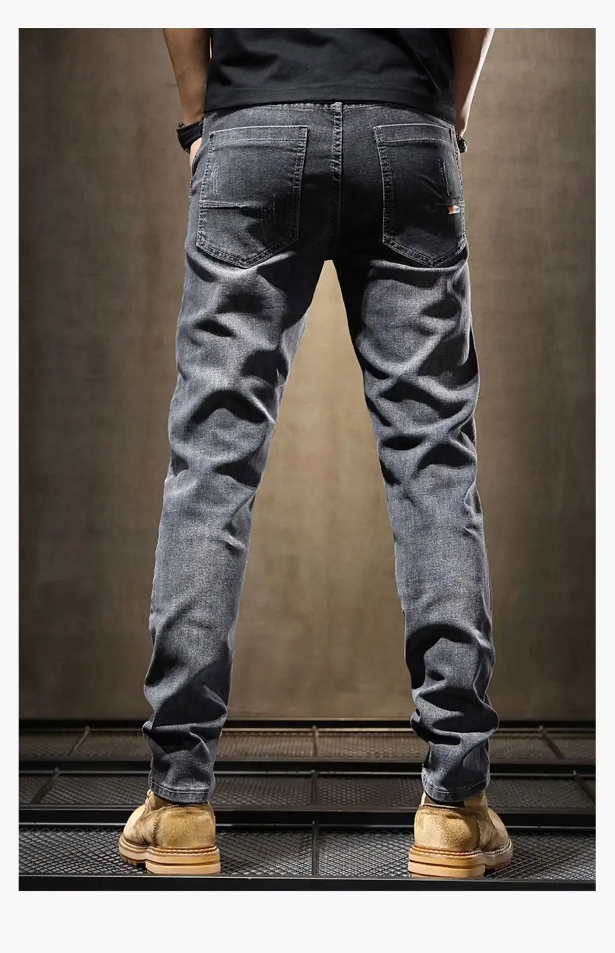 Men Slim Fitting Dark Blue Straight Pants 2025 Spring — feature 11