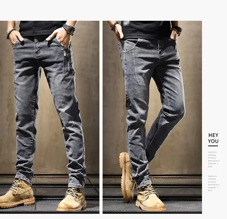 Men Slim Fitting Dark Blue Straight Pants 2025 Spring — feature 9